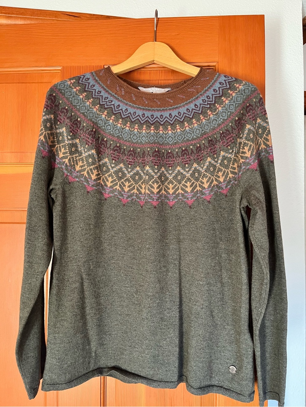 Gorgeous Roll Neck Wool Fair Isle Pullover Sweater - Olive Multicolor